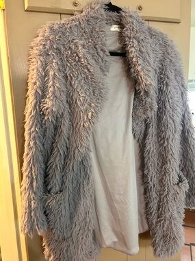 Women's Plush Faux Fur Coat - Lavender